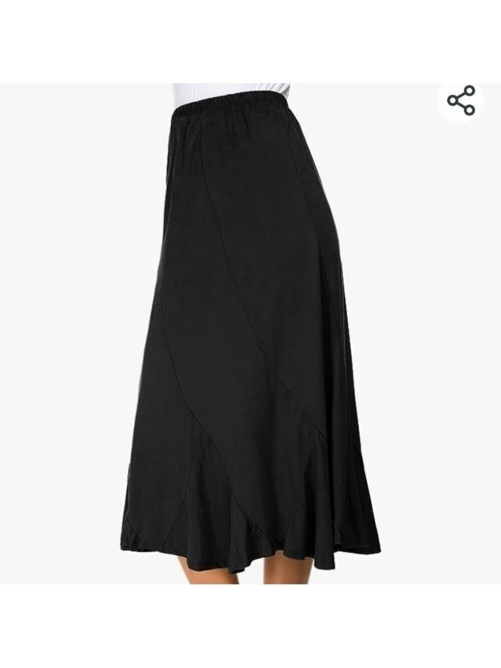 EXCHIC Women's Ankle Length Ruffle Hem Elastic Waist Suede Midi Skirt NWOT Siz S